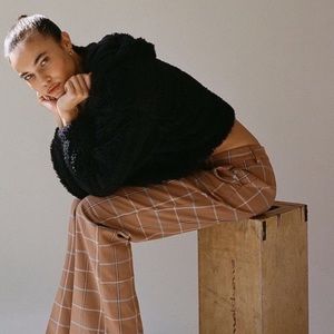 Urban Outfitters Crop Teddy Zip Up Hoodie Black